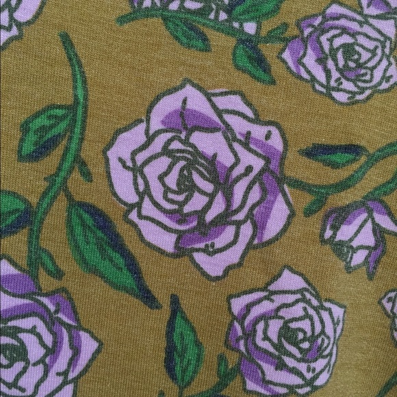 LuLaRoe | Mustard and Purple Rose Floral Classic T - Picture 7 of 8